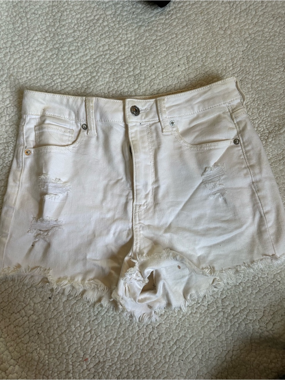 American Eagle Outfitters White Distressed Denim Cutoff Shorts